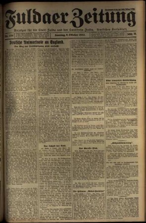 Erste Ausgabe vom Sonntag, den 09. Oktober 1932.