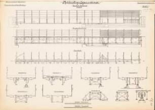 Reiherstieg-Sperrschleuse, Hamburg-Harburg: Eisenbahndrehbrücke: Ansicht, Grundriss, Schnitte