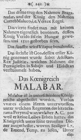 Das Koenigreich Malabar