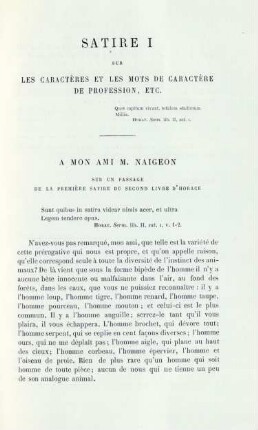 Satire I. Sur les caractères et les mots de caractère de profession, etc.