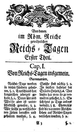Cap. I. Von Reichs-Tagen insgemein.