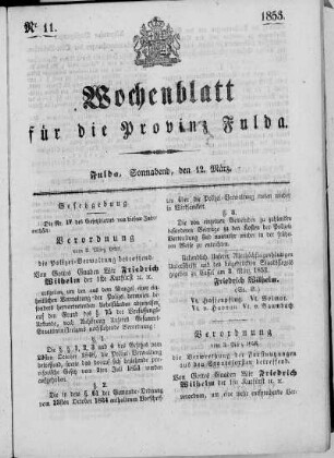 Nr. 11, Ausgabe vom 12. März 1853