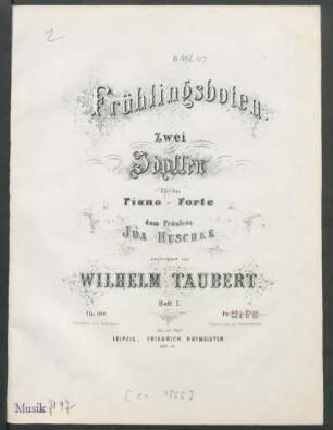 Heft 1: Frühlingsboten : zwei Idyllen für das Piano-Forte; op. 108.