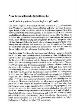 Neue Kriminologische Schriftenreihe