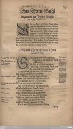 Das Dritte Buch Argument des Dritten Buchs ARCHIDOXA.