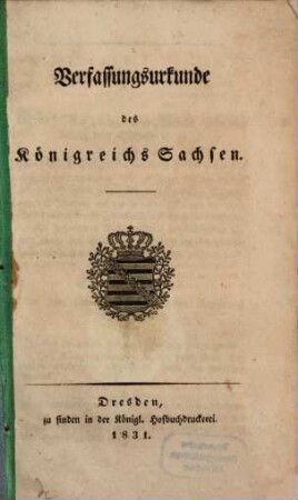 Verfassungsurkunde des Königreichs Sachsen