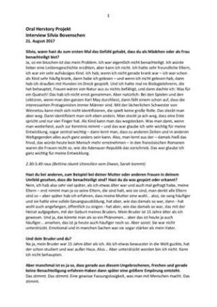 Transkript zum Video-Interview mit Silvia Bovenschen (Oral Herstory-Projekt)