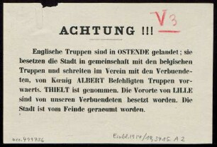 Achtung!!! : Englische Truppen sind in OSTENDE gelandet ...