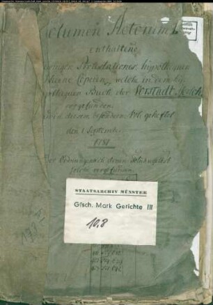 Belege zum Neuen Hypothekenbuch der Stadt Iserlohn: Vorstadt