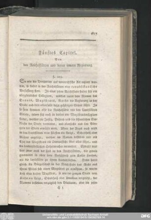 Fünftes Capitel. Von den Reichsständen und deren innern Regierung.