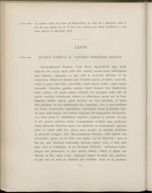 LXXVI. Juste Lipse à Marcello Vestrio Barbiano. Louvain, 27 février 1606