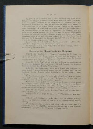 Satzung der Kunsthistorischen Kongresse.