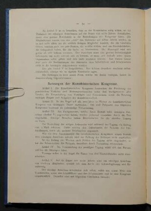 Satzung der Kunsthistorischen Kongresse.