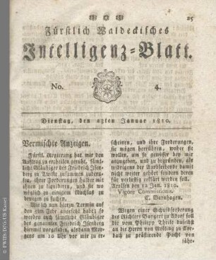 No. 4, Dienstag, den 23ten Januar 1810