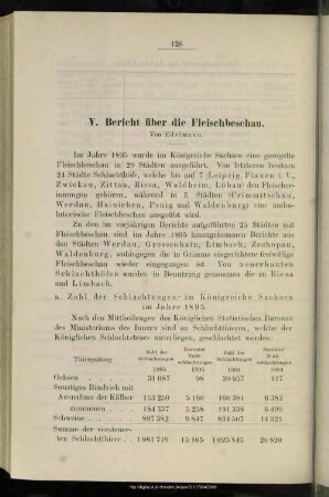 V. Bericht über die Fleischbeschau
