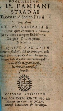 Prolusiones academicae, 2. Prolusionum pars altera sive paradigmata eloquentiae ...