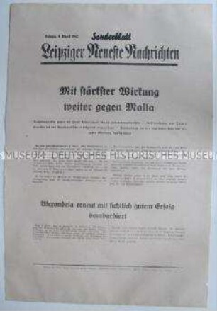 Sonderblatt der "Leipziger Neuesten Nachrichten" zum Kriegsverlauf im Mittelmeerraum