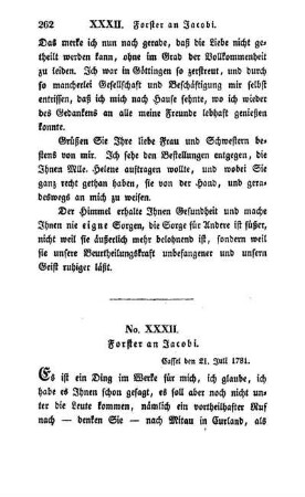 No. XXXII. Forster an Jacobi
