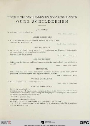 Diverse verzamelingen en nalatenschappen: Oude schilderijen (Nr. 1-161)
