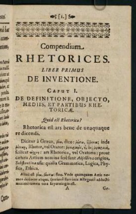 1-15, Liber Primus. De Inventione.