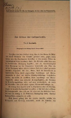Zur Grösse der Luftmolecüle : vorgelegt in der Sitzung vom 12. October 1865