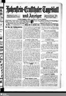 Hohenstein-Ernstthaler Tageblatt und Anzeiger : Hohenstein-Ernstthaler Zeitung, Nachrichten und Neueste Nachrichten ; Generalanzeiger für Hohenstein-Ernstthal mit Hüttengrund, Oberlungwitz, Gersdorf, Hermsdorf, Bernsdorf, ...