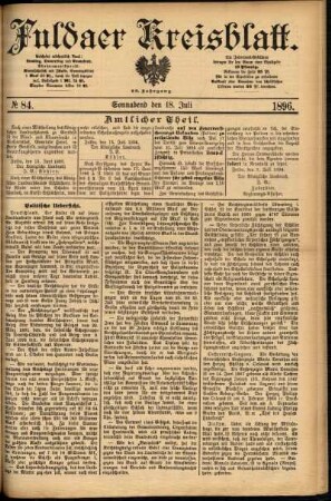 Erste Ausgabe vom Samstag, den 18. Juli 1896.