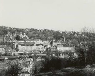 Meißen-Triebischtal, Blick vom Lerchaweg auf Wohnhäuser Karl-Liebknecht- Ecke Lessingstraße