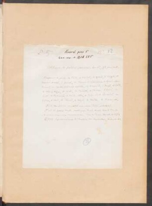 Text: Information zur Handschrift in französicher Sprache