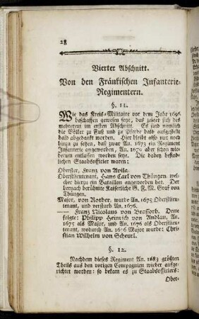 Vierter Abschnitt. Von den Fränkischen Infanterie-Regimentern.