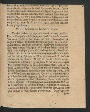 VII. Dolo an in bello uti liceat.