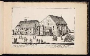 Die zweÿ Häusser der alten und Neuen Juden Schulen in Fürth, wie sie von aussen her an zusehen, samit ihrer Hochzeiten Versammlungen. Anno 1705. - Hauptsynagoge Fürth (Fürth, Bayern) = Altschul Fürth (Fürth, Bayern); Synagoge Fürth (Fürth, Bayern) = Neuschul Fürth (Fürth, Bayern)
