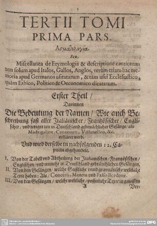 TERTII TOMI PRIMA PARS.