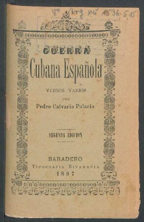 Guerra cubana española : versos varios
