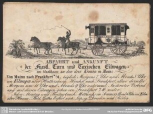 Abfahrt und Ankunft der Furstl. Turn und Taxischen Eilwagen