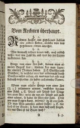 Vom Rechnen überhaupt.