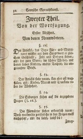 Zweyter Theil. Von der Wortfügung.