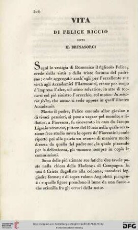 Vita di Felice Riccio detto il Brusasorci