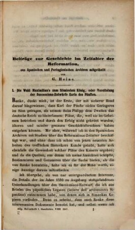 Allgemeine Zeitschrift für Geschichte. 8. 1847