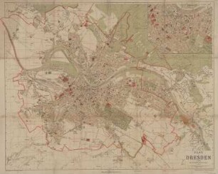 Stadtplan von Dresden, 1:15 000, Lithographie, ca. 1904