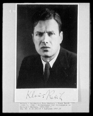 Klaus Reich (1906-?), 1946-? Privatdozent für Philosophie in Marburg