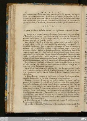 Sectio III. Ad quem pertineat definire verum, & legitimum Scripturae sensum.