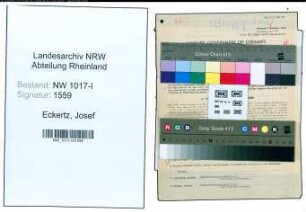 Entnazifizierung Josef Eckertz , geb. 24.10.1900 (Schuhwareneinzelhaendler)