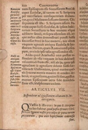 Articvlvs VII. Respondetur ad Quaestionem octauam D. Interrogantis.