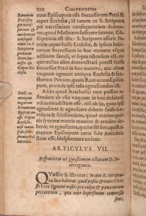 Articvlvs VII. Respondetur ad Quaestionem octauam D. Interrogantis.