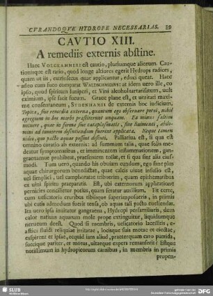 Cautio XIII. A remediis externis abstine