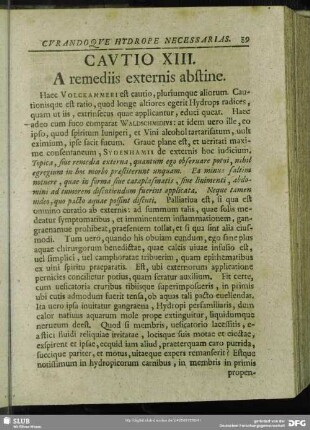 Cautio XIII. A remediis externis abstine