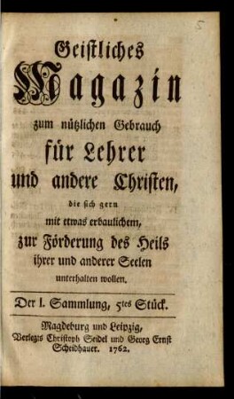 Der I. Sammlung, 5tes Stück.