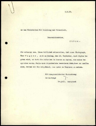 DAI Athen an Griech. Erziehungsministerium