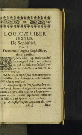 Logicae Liber Sextus, De Sophisticâ.